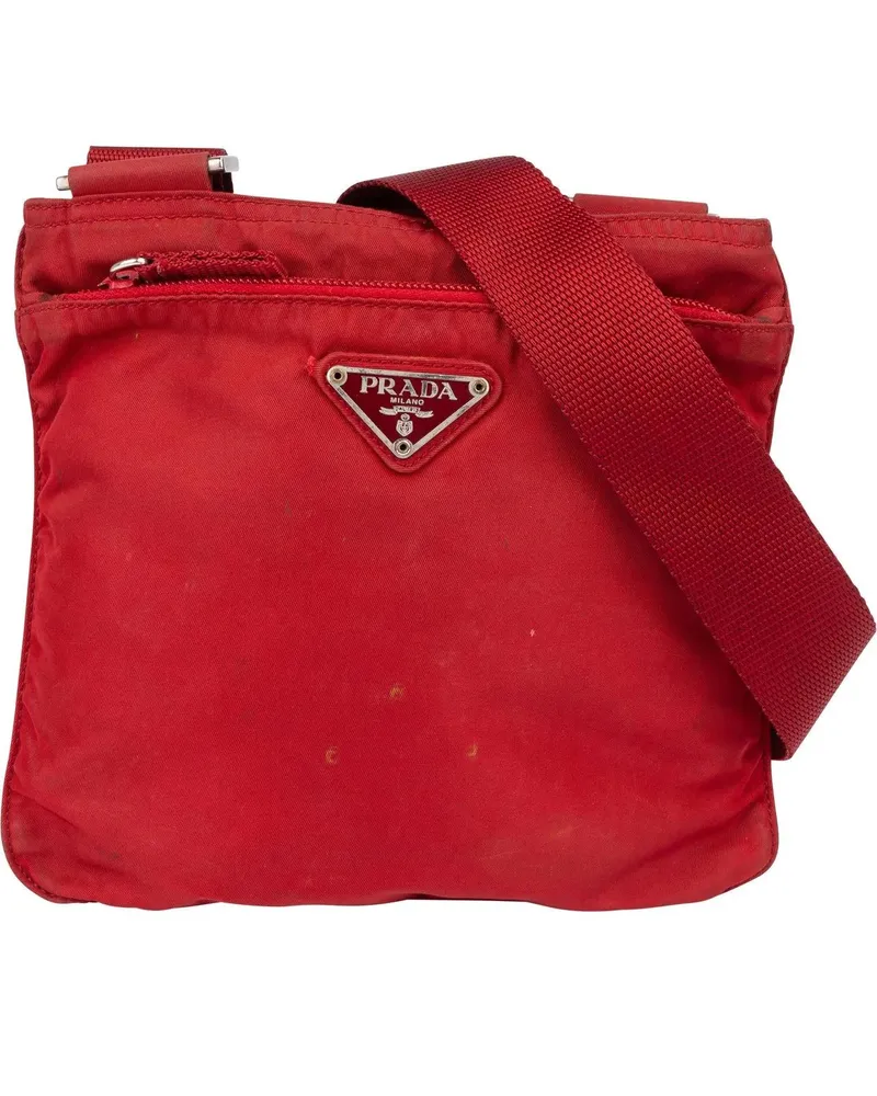 Prada Crossbody Bags  Red Nylon Triangle Crossbody Side Bag rot Rot