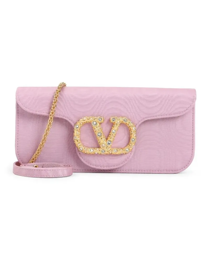 Valentino Garavani Clutches Textured Moire Clutch With Signature Logo pink Rosa