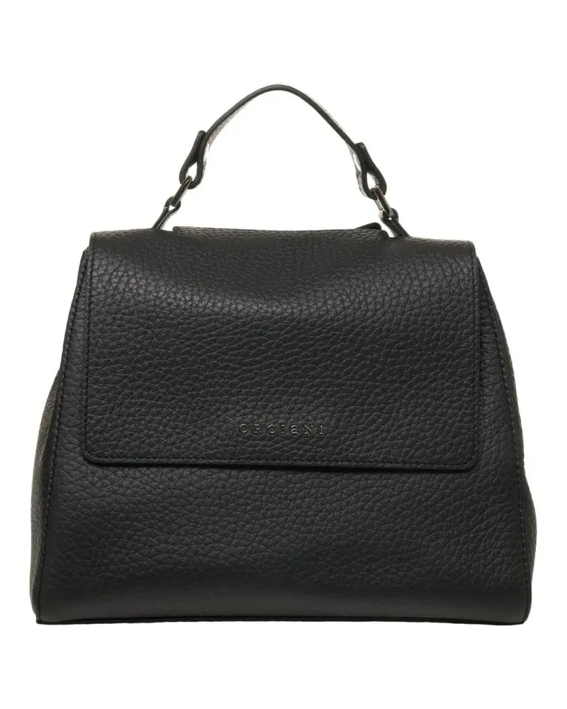 Orciani Crossbody Bags Hammered Leather Handbag With Versatile Shoulder S schwarz Schwarz