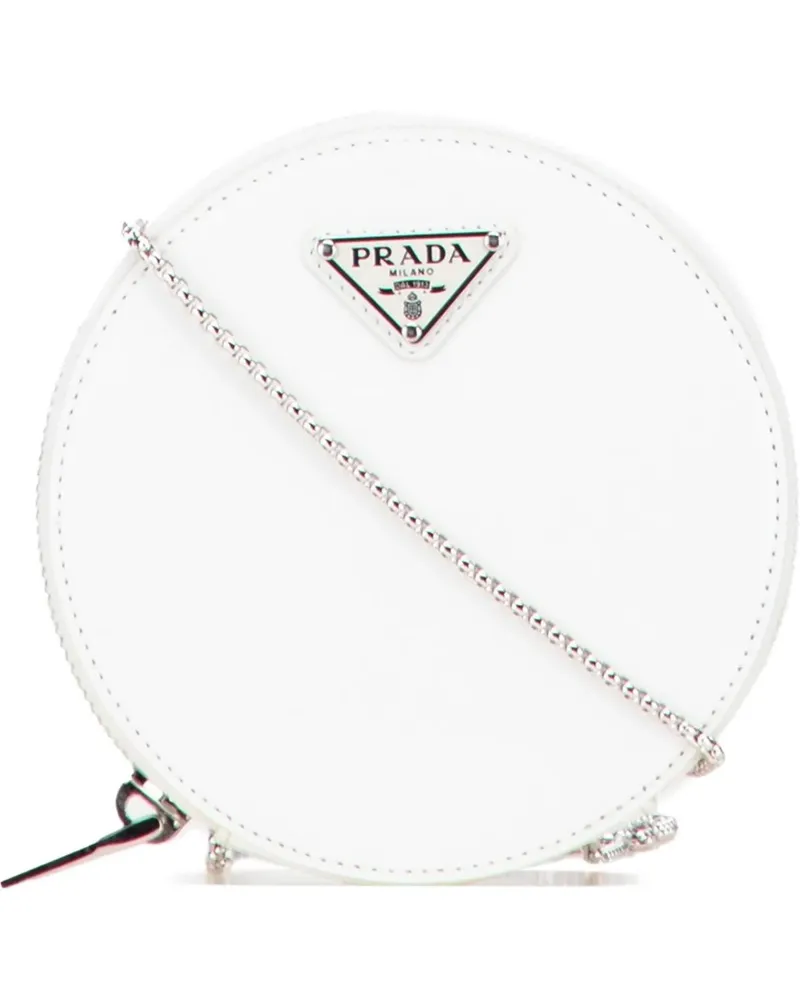Prada Hobo Bags Spazzolato Round Chain Coin Crossbody weiß Weiß