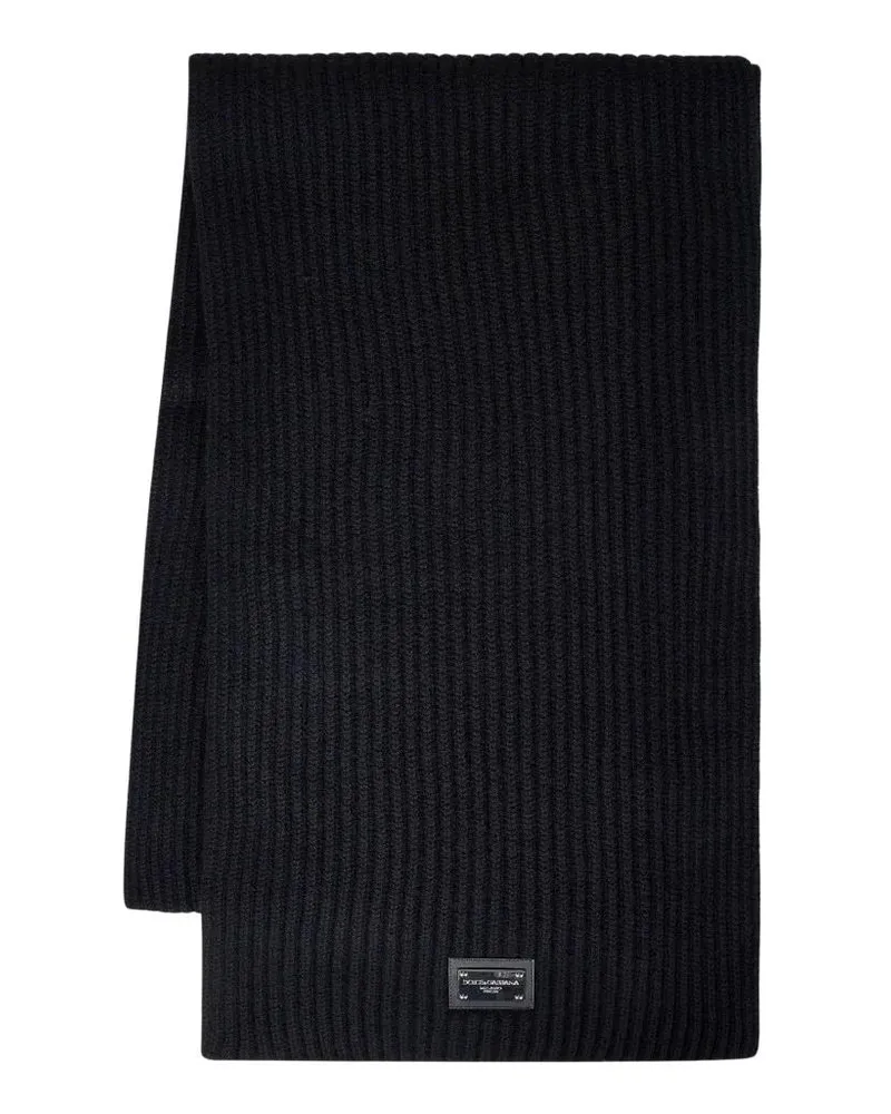 Dolce & Gabbana Tücher & Schals Ribbed Black Wool-Cashmere Blend Scarf schwarz Schwarz