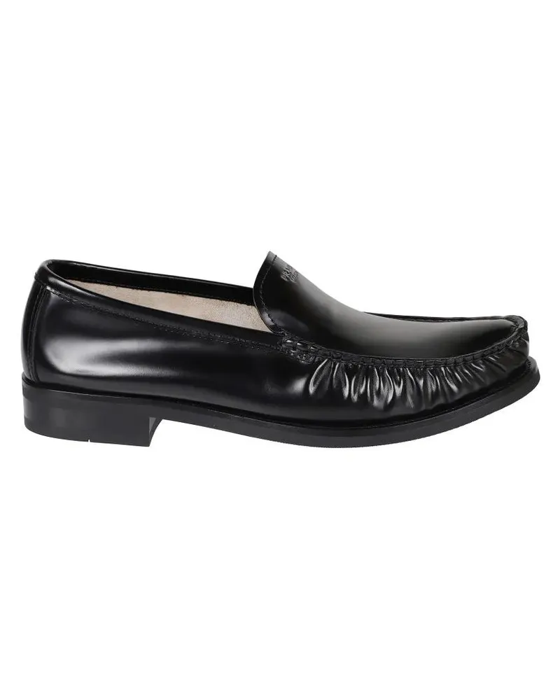 Prada Loafer Polished Leather Flat Shoes schwarz Schwarz