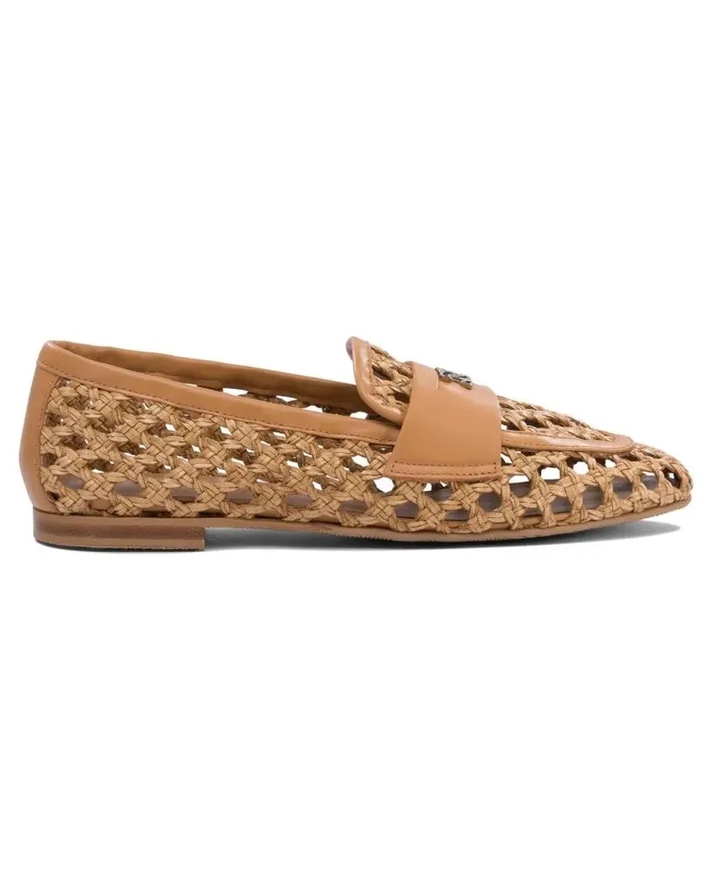 Casadei Beige Woven Loafers braun Braun