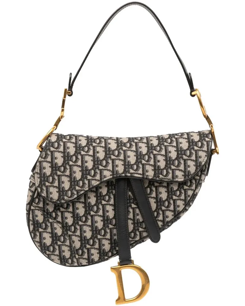 Dior Hobo Bags Oblique Canvas Saddle Bag blau Blau