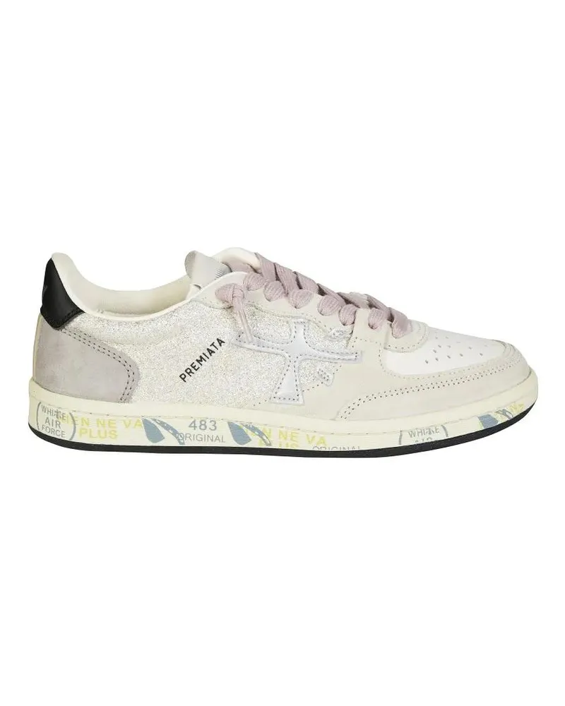 Premiata Low-Top Sneaker Low-Top Off-White Sneakers With Textured Accents weiß Weiß