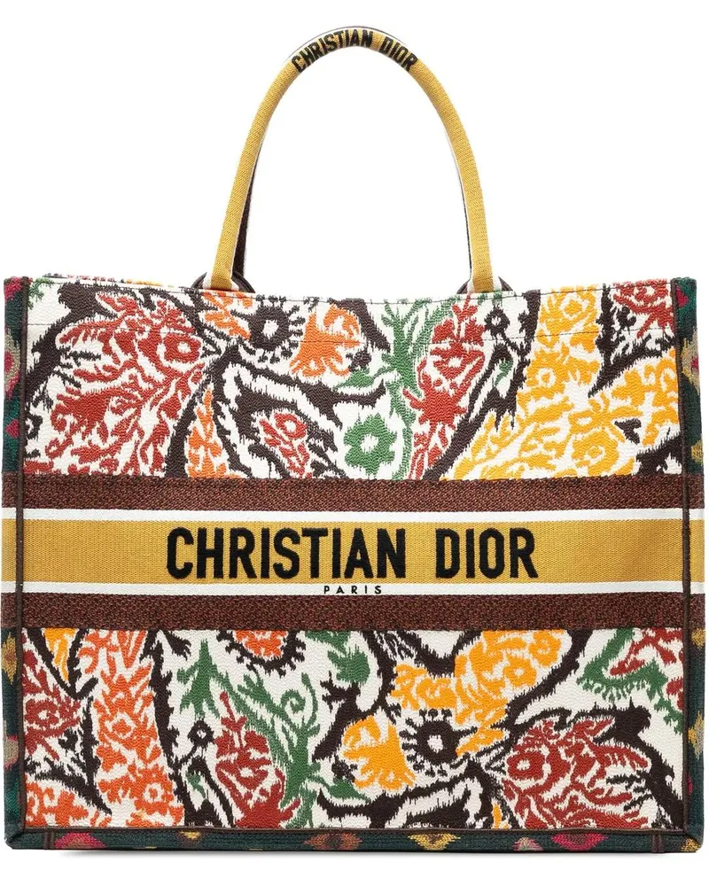 Dior Shopper Large Embroidered Canvas Paisley Book Tote gelb Gelb