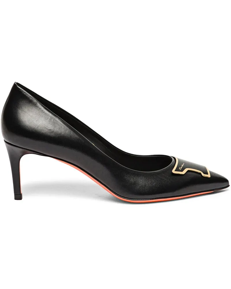 Santoni Hohe Schuhe Women's leather midheel pump schwarz Schwarz