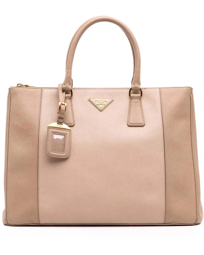 Prada Hobo Bags Large Bicolor Saffiano Lux Galleria Double Zip Sat braun Braun