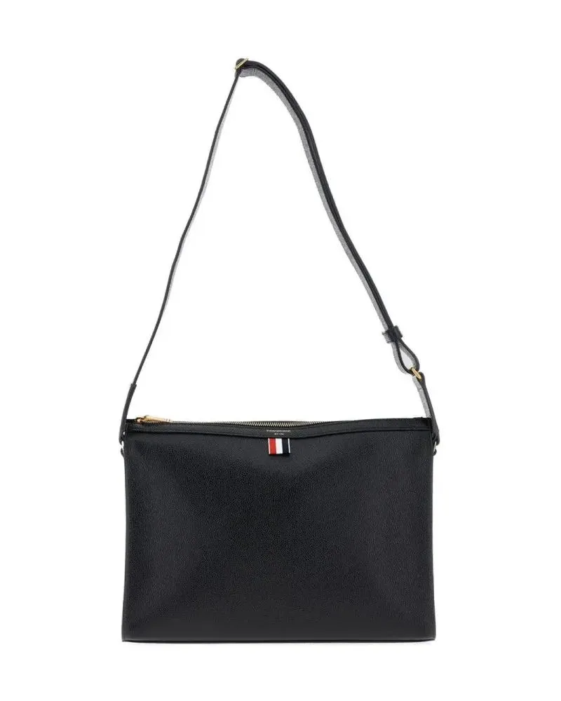 Thom Browne Hobo Bags Black Grain Leather Shoulder Bag schwarz Schwarz
