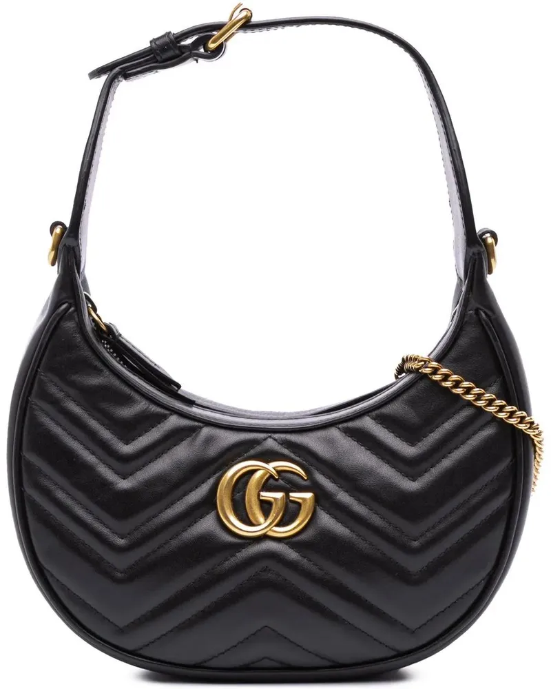 Gucci Hobo Bags Mini GG Marmont Half Moon Bag schwarz Schwarz