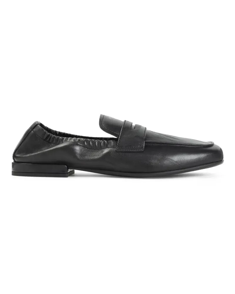Prada Sandalen Black Leather Slip-On Shoes schwarz Schwarz