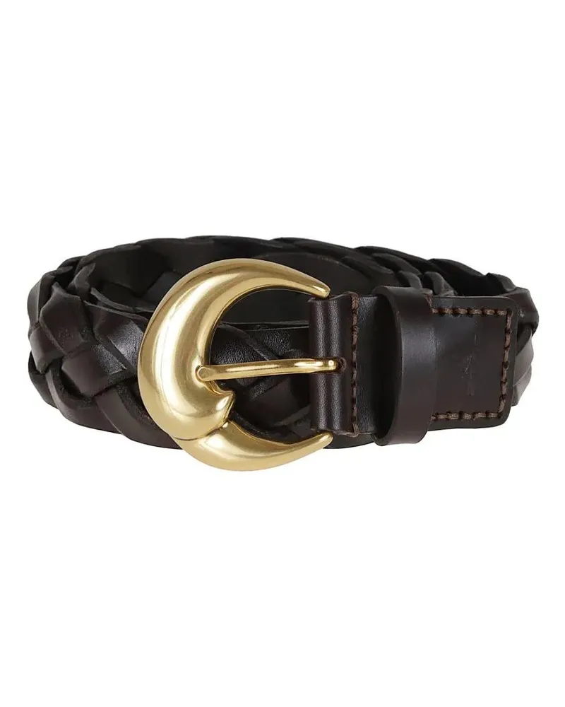 Etro Gürtel Dark Brown Woven Leather Belt braun Braun