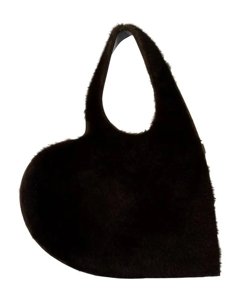 COPERNI Hobo Bags Heart-Shaped Shoulder Bag In Plush Faux Fur schwarz Schwarz