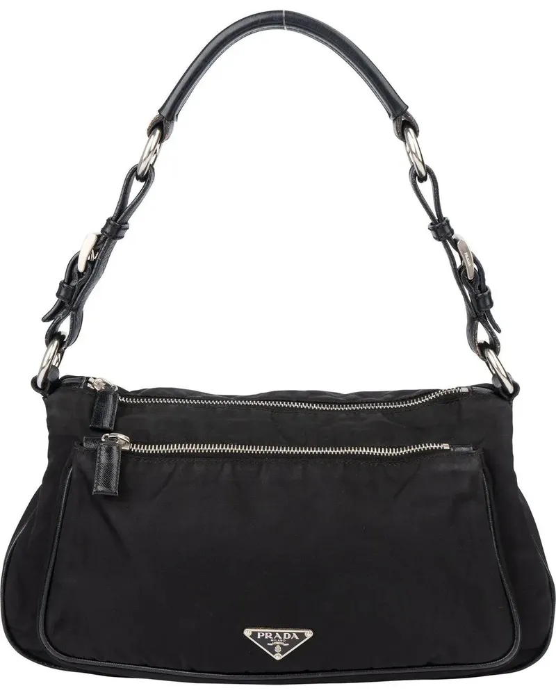 Prada Crossbody Bags  Black Nylon Triangle Shoulder Bag schwarz Schwarz