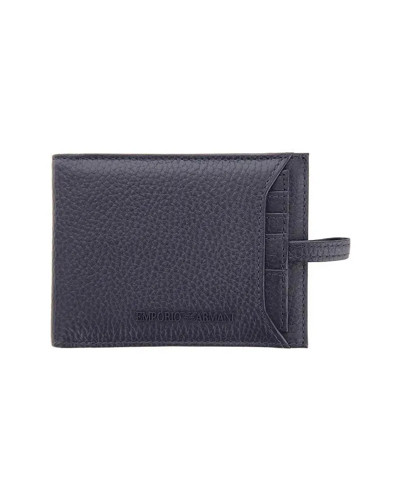 Emporio Armani Portemonnaies Textured Leather Bi-Fold Wallet grau Grau