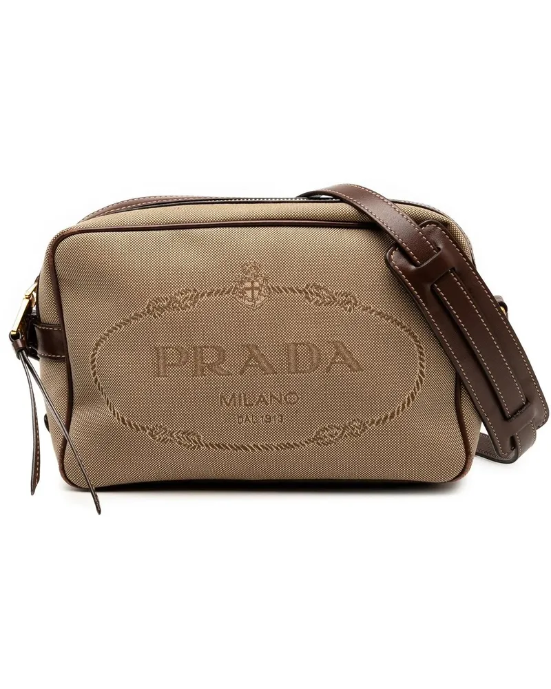 Prada Hobo Bags Canvas Canapa Logo Crossbody braun Braun