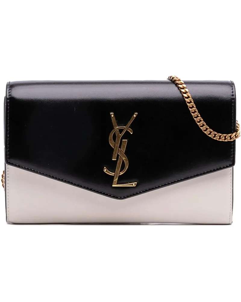Saint Laurent Hobo Bags Bicolor Calfskin Uptown Chain Wallet schwarz Schwarz