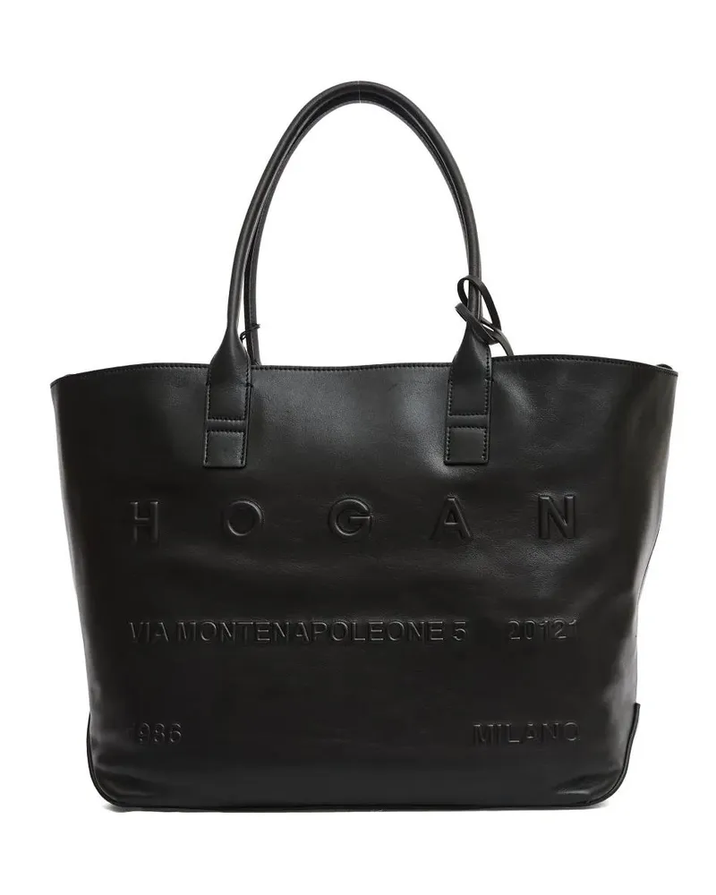 Hogan Shopper & Totes Address Medium Shopping Bag In Black Leather schwarz Schwarz