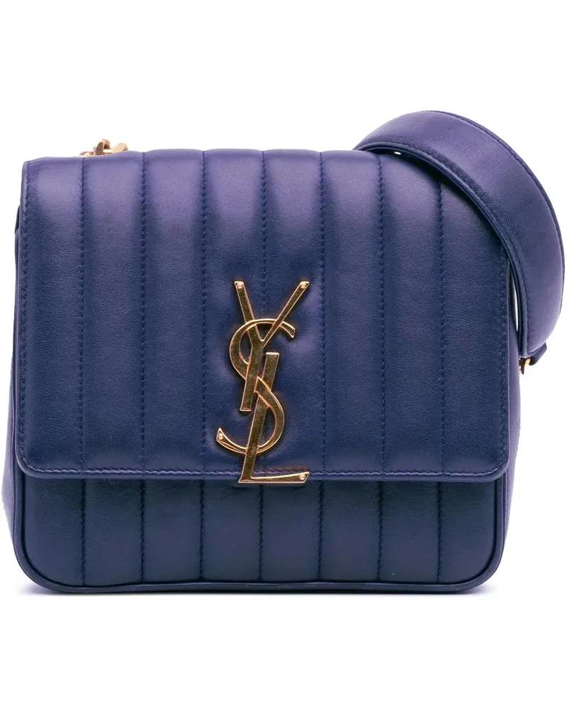 Saint Laurent Hobo Bags Medium Lambskin Monogram Vicky Chain Bag blau Blau