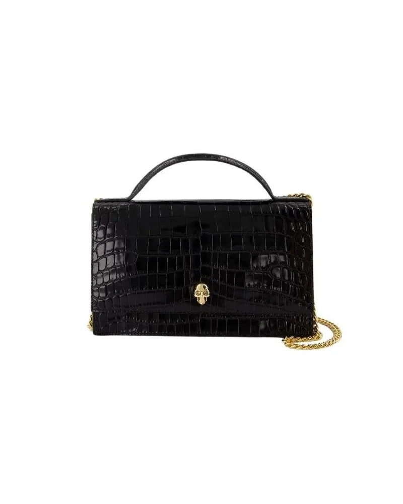 Alexander McQueen Hobo Bags Medium Skull Crossbody - Leather - Black schwarz Schwarz