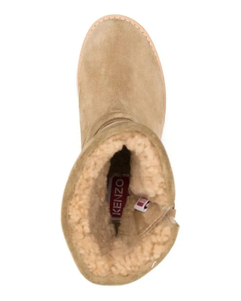 Kenzo Stiefel Brown Suede Ankle Boots With Plush Shearling Linin beige Beige