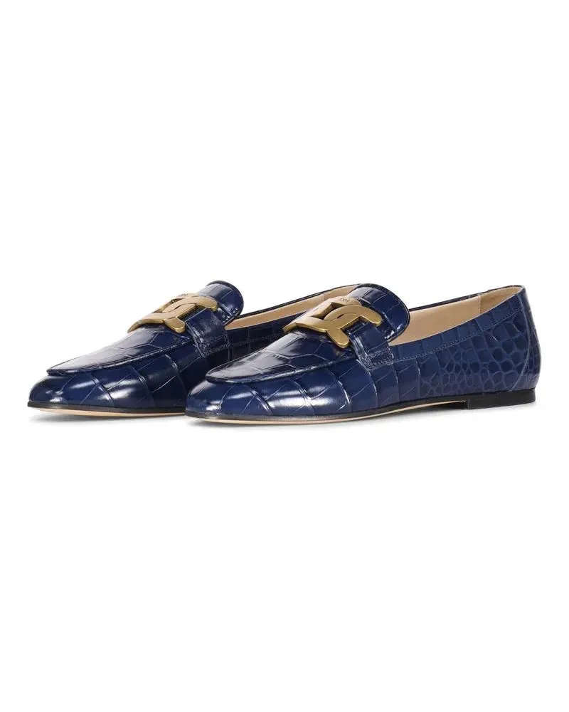 TOD'S Boots & Stiefeletten Ballerina Loafers mit Metall-Schnalle Blau