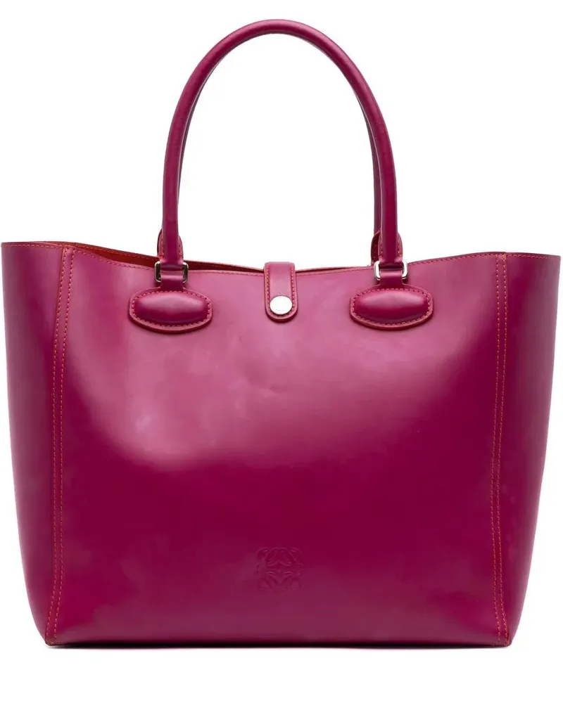 Loewe Shopper Leather Perforated Anagram Leo Tote rosa Gold