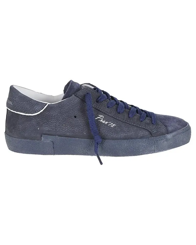 Philippe Model Low-Top Sneaker Premium Leather Sneakers With Textured Finish blau Blau