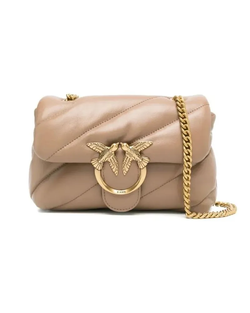 Pinko Hobo Bags Crossbody Bag With Metal Logo beige Beige