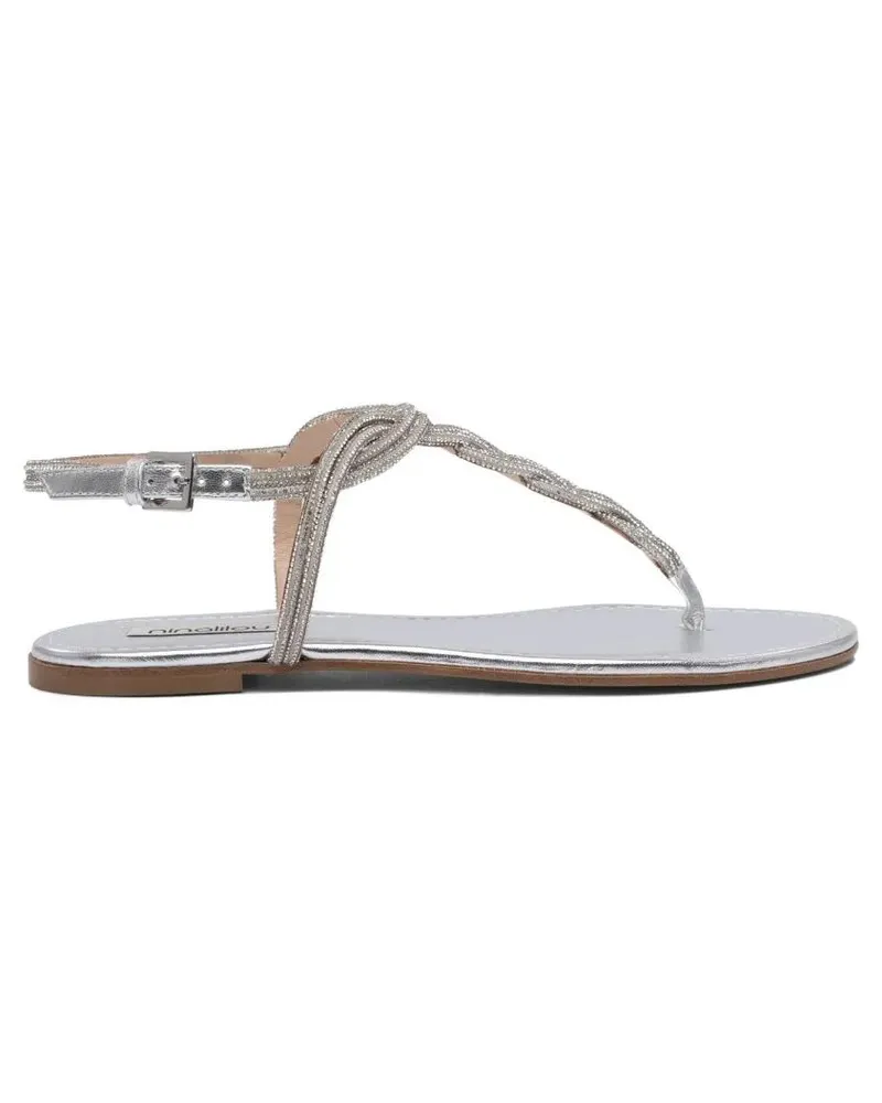 NINALILOU Sandalen Braided Leather Sandals With Silver Finish rot Rot