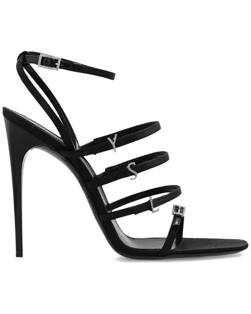 Saint Laurent Sandalen Jerry Satin Sandals schwarz Schwarz