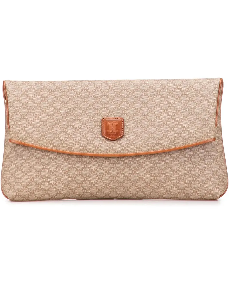 Celine Clutches Macadam Coated Canvas Clutch braun Braun