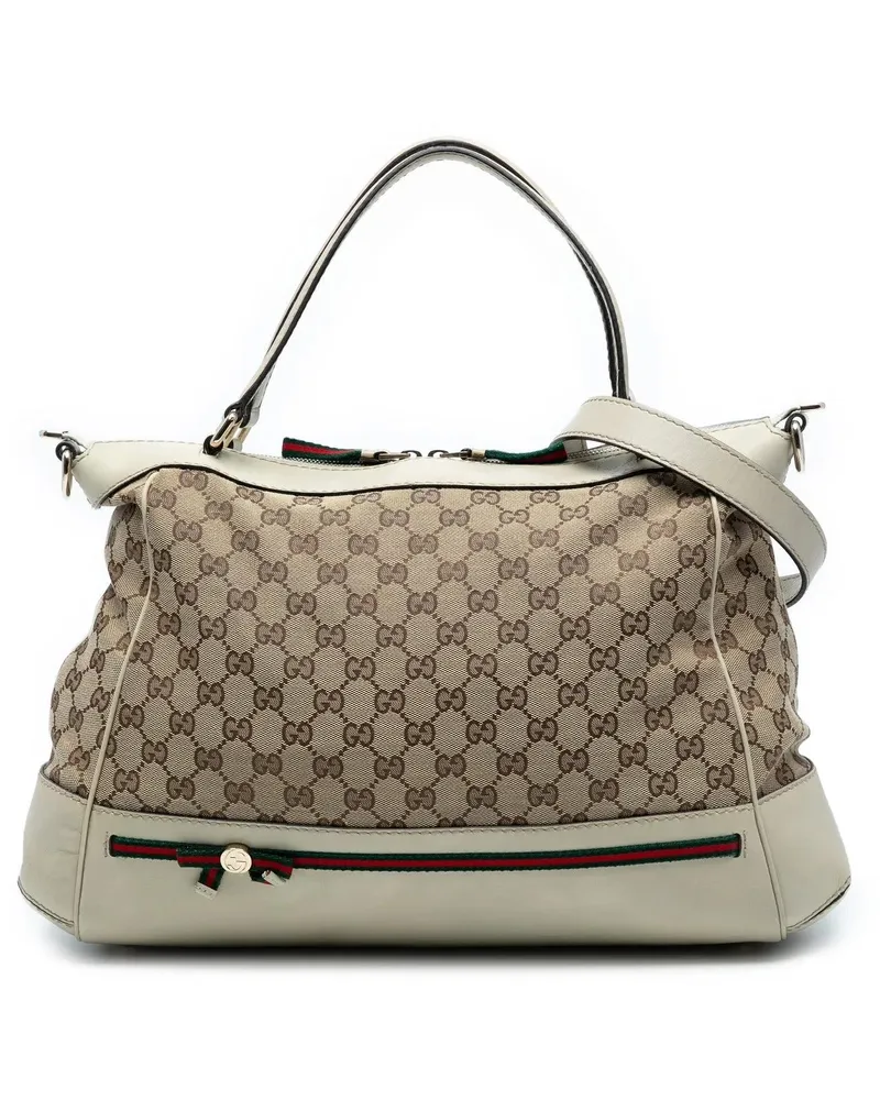 Gucci Hobo Bags GG Canvas Web Mayfair Satchel braun Braun