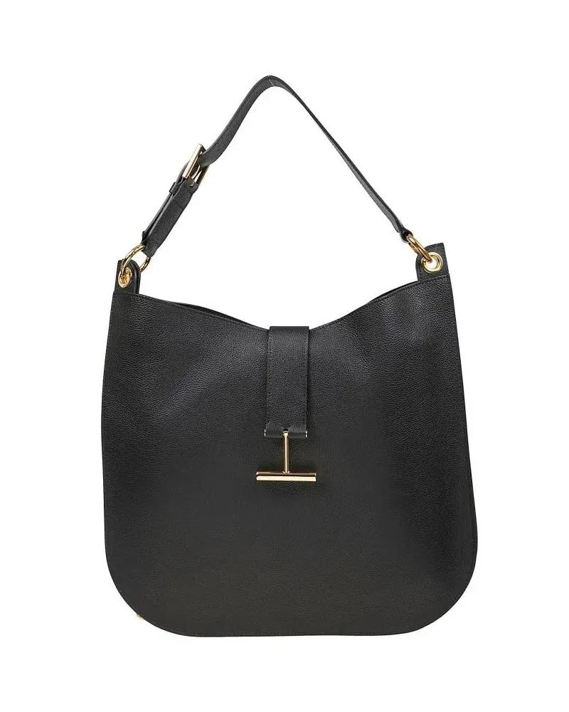 Tom Ford Hobo Bags Signature T Logo Shoulder Bag schwarz Schwarz