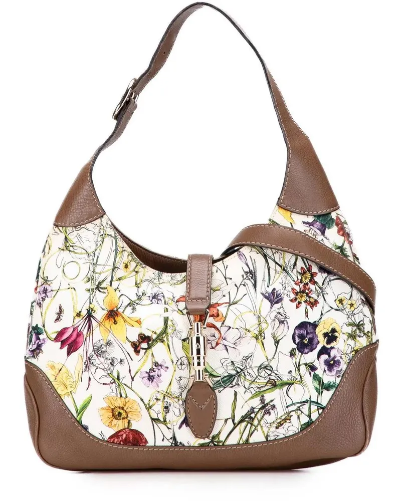Gucci Hobo Bags Flora Canvas Jackie O Bouvier Crossbody weiß Weiß