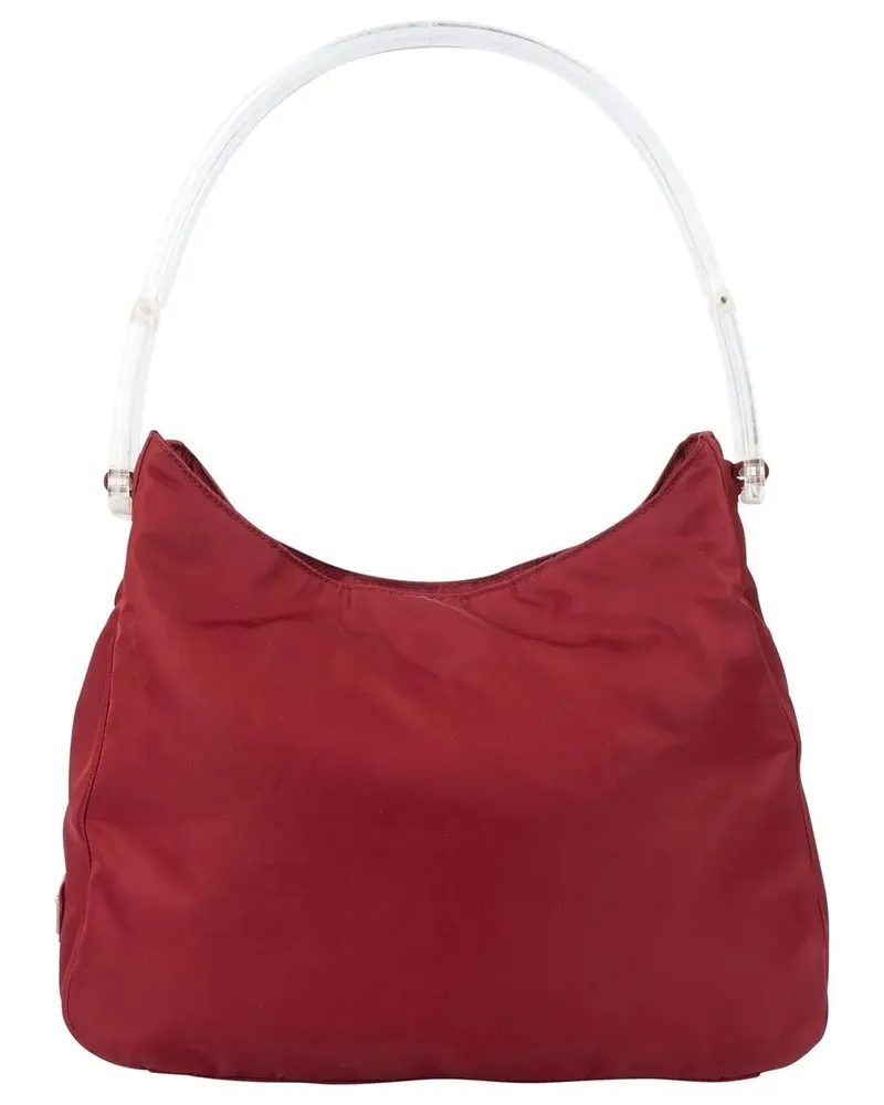 Prada Crossbody Bags  Red Nylon Transparent Handle Hobo Bag bunt Bunt