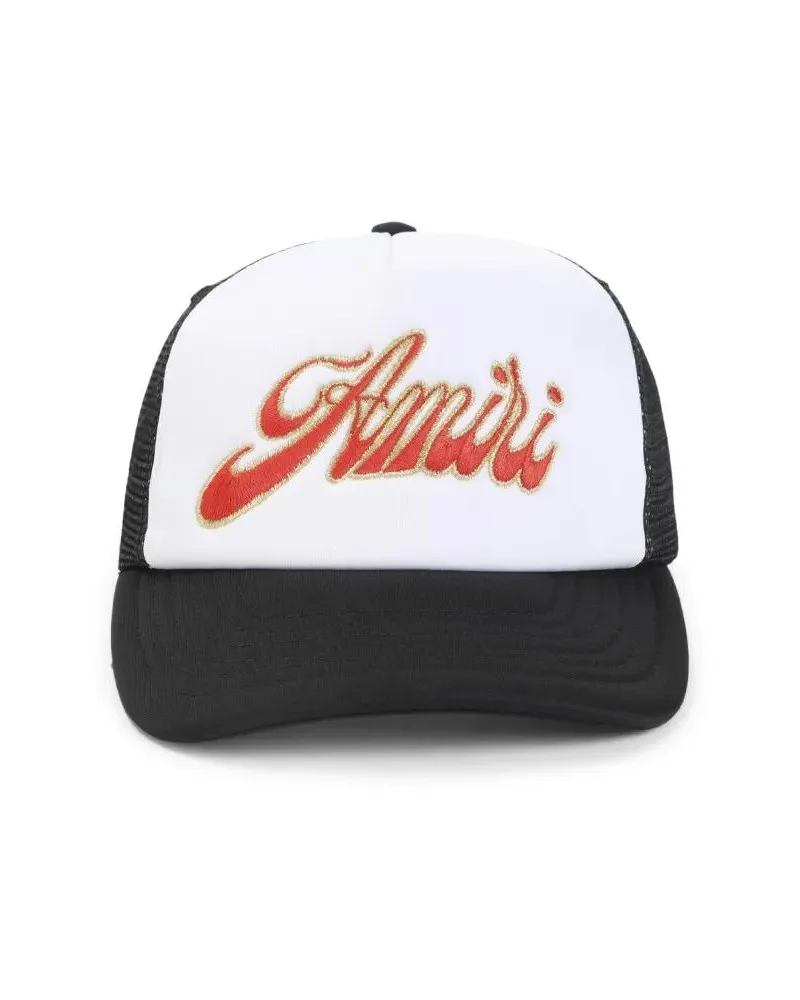 Amiri Caps & Mützen Structured Black Cap With Embroidered Logo weiß Weiß