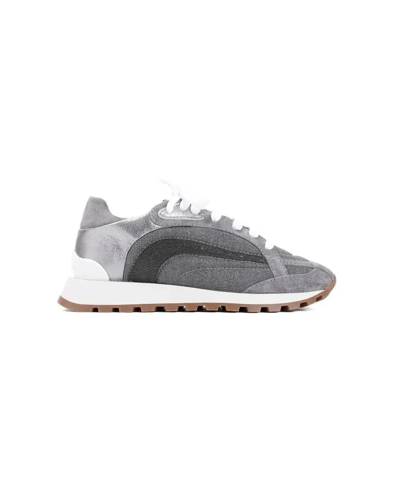 Brunello Cucinelli Sneakers Grey Leather Sneakers Grau