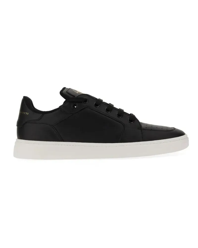 Giuseppe Zanotti Low-Top Sneaker Black Leather Sneakers With Embossed Logo schwarz Schwarz