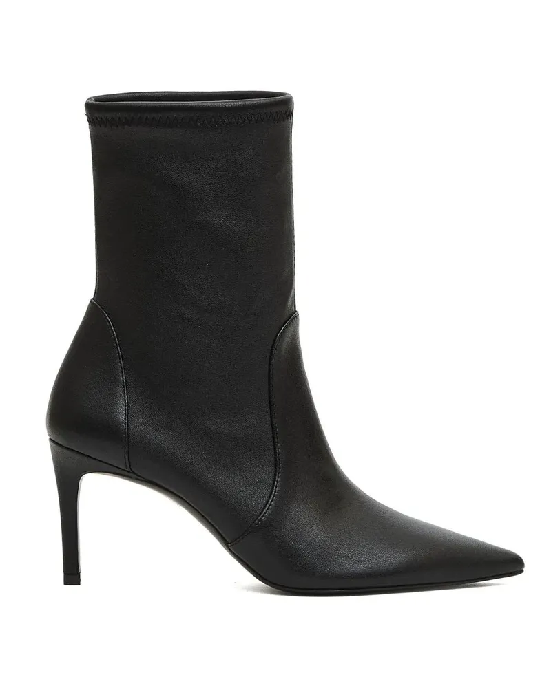 Stuart Weitzman Stiefel Black Stretch Leather 75Mm Heel Ankle Boot schwarz Schwarz