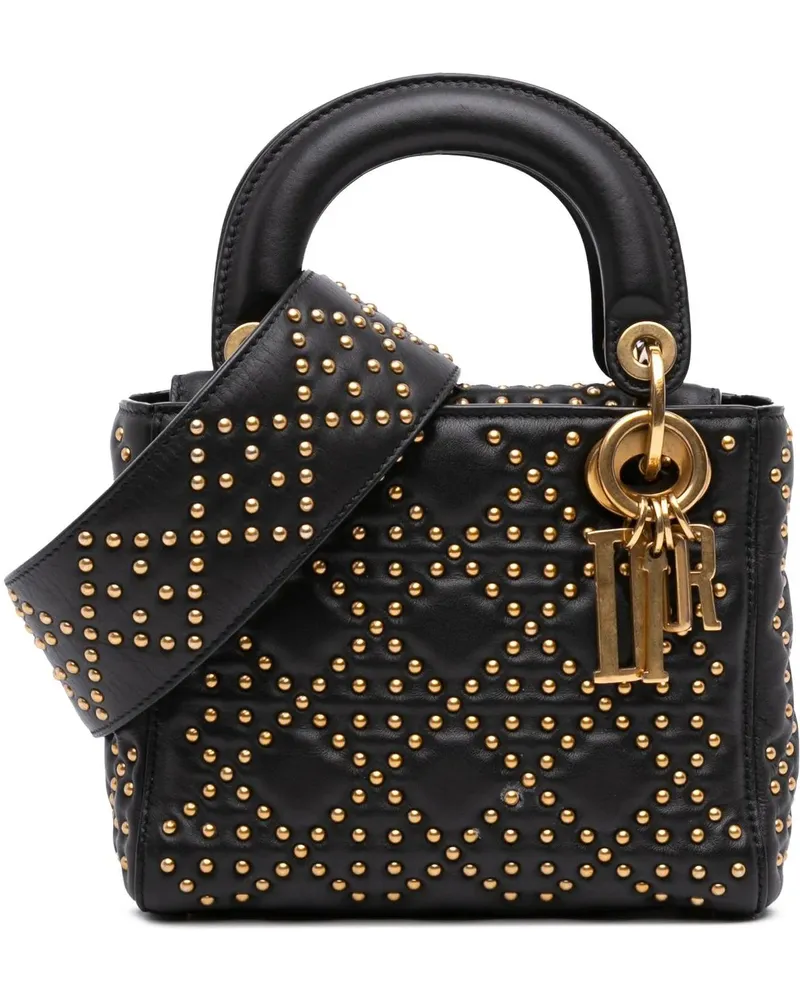Dior Hobo Bags Mini Lambskin Cannage Studded Supple Lady Dior schwarz Schwarz