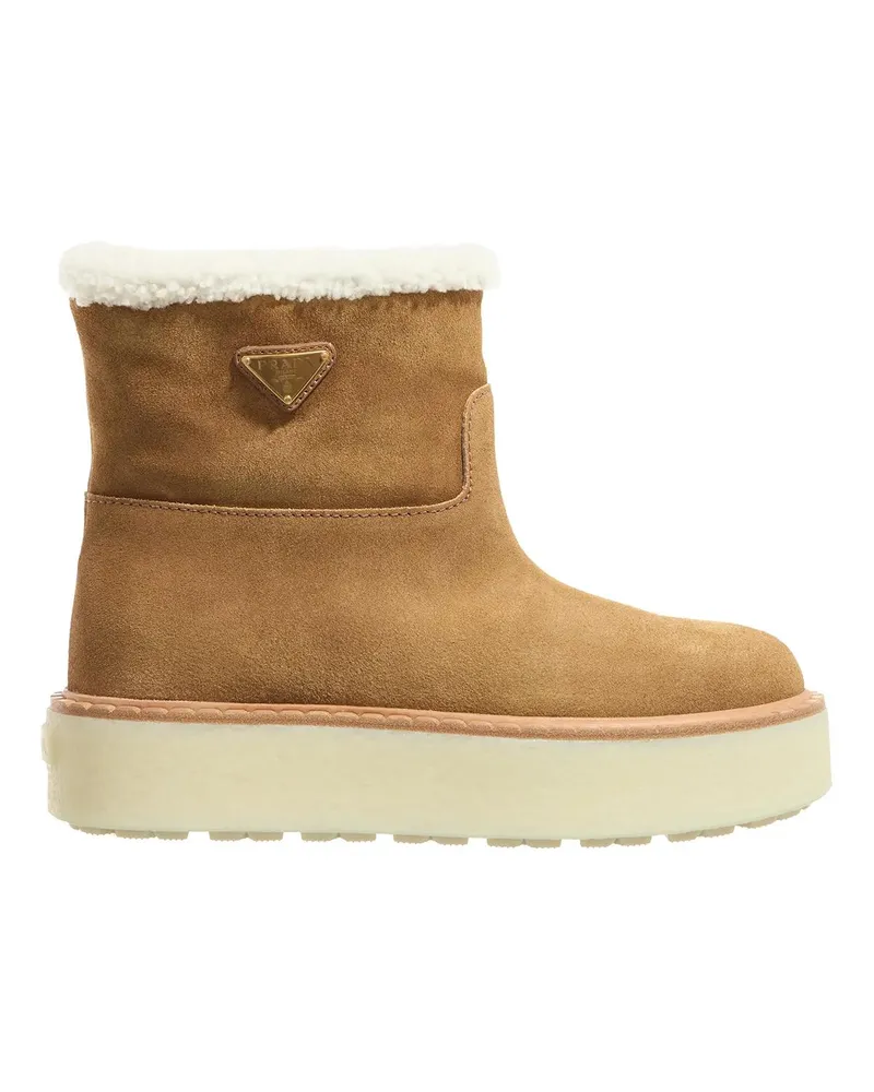 Prada Winterboots Sheepskin Suede Ankle Boots braun Braun