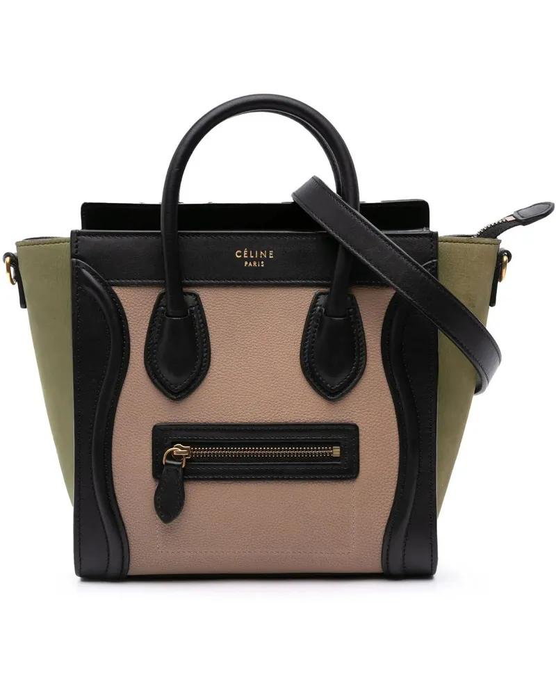 Celine Hobo Bags 2015 Nano Tricolor Grained Calfskin and Nubuck Lug braun Braun