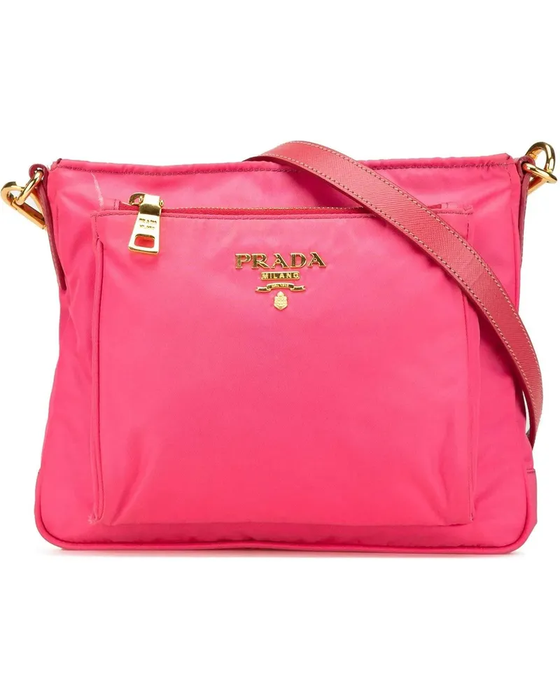 Prada Hobo Bags Tessuto Zip Top Crossbody rosa Gold