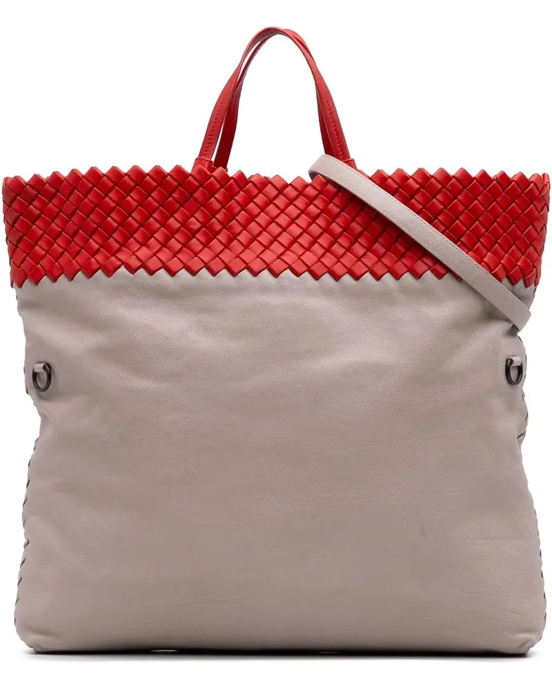 Bottega Veneta Hobo Bags Intrecciato Trimmed Bicolor Nappa Satchel grau Grau