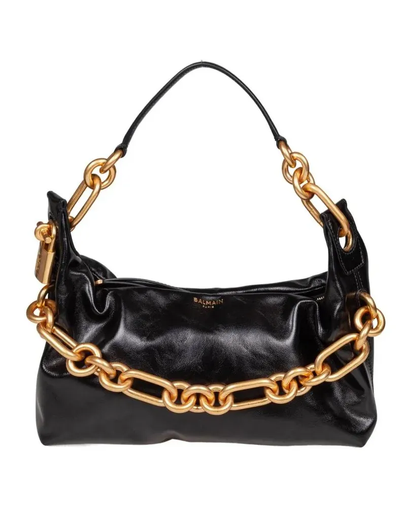 Balmain Hobo Bags Sync Shoulder Bag In Soft Leather schwarz Schwarz
