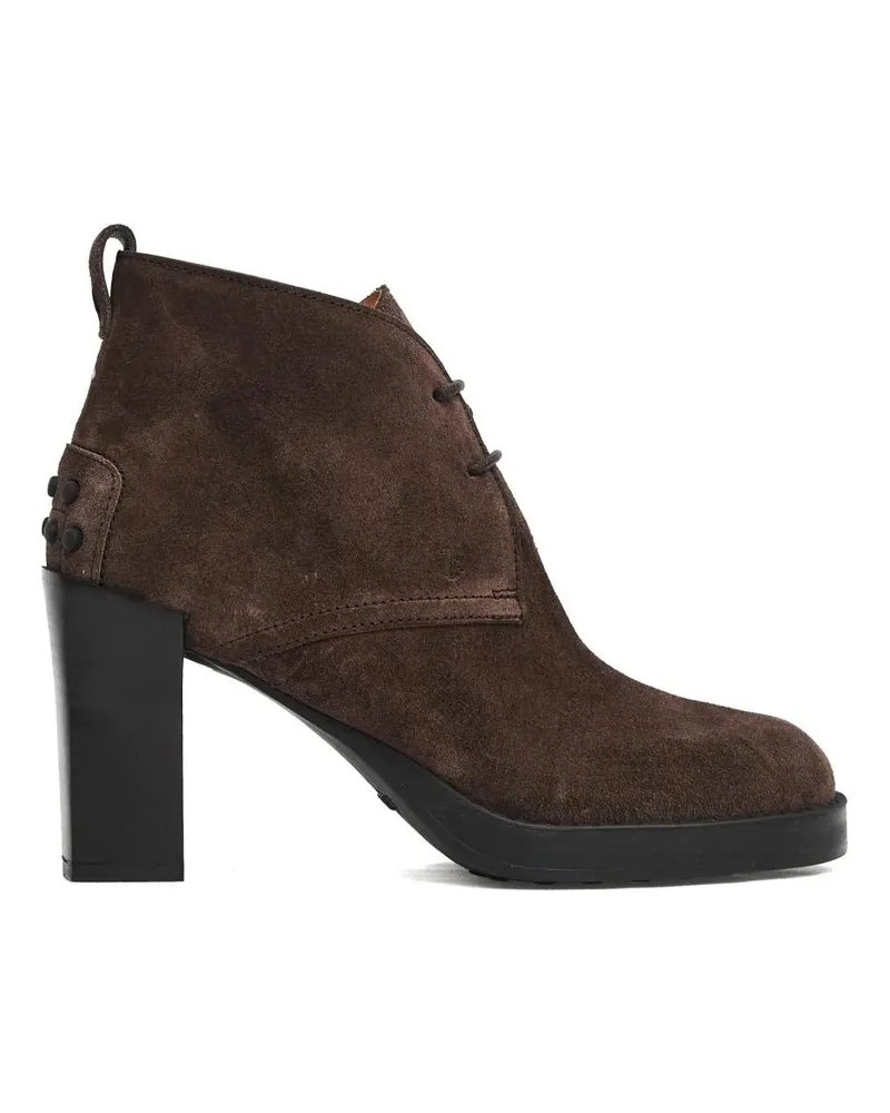 TOD'S Stiefel Brown Polish 80Mm Suede Lace-Up braun Braun