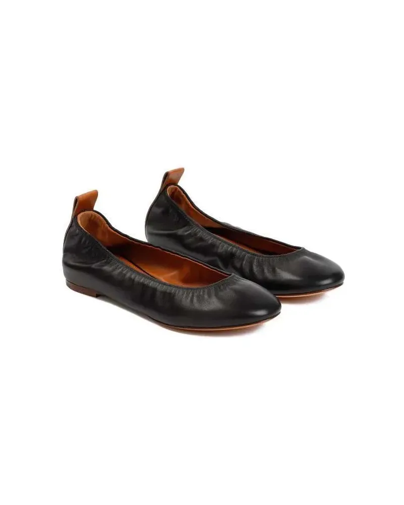 Lanvin Black Lambskin Nappa Ballerina schwarz Schwarz