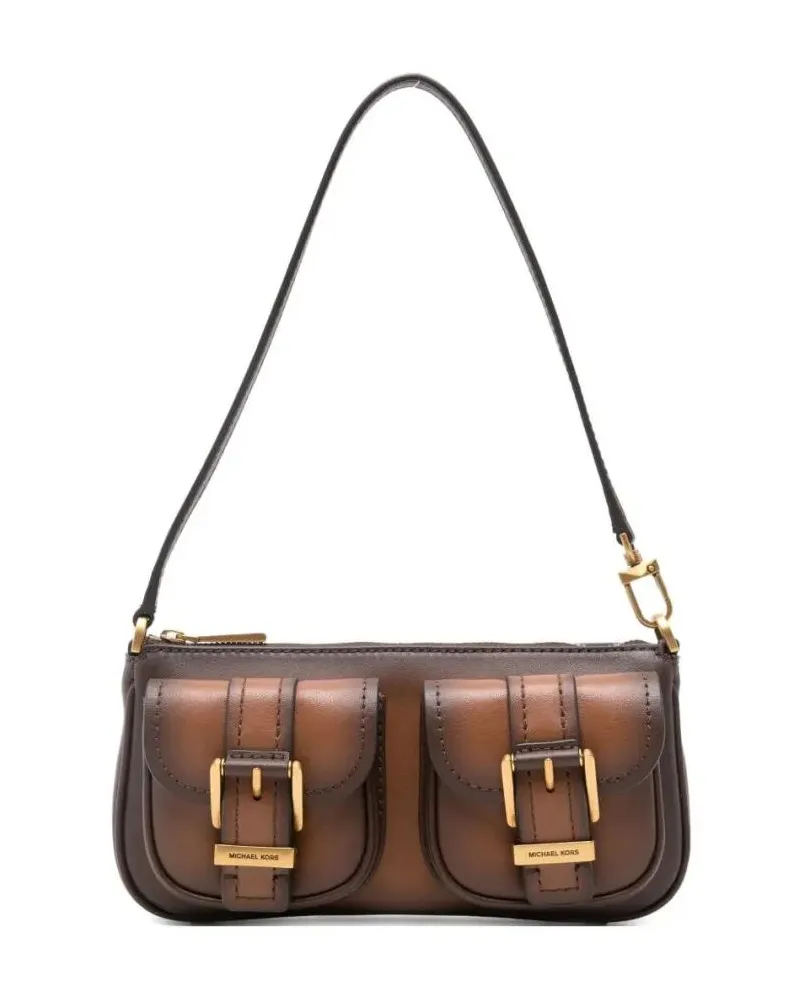 Michael Kors Hobo Bags Rectangular Leather Shoulder Bag With Gold-Tone Ac grau Grau