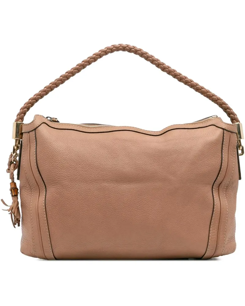 Gucci Hobo Bags Medium Pebbled Calfskin Bella Shoulder Bag braun Braun